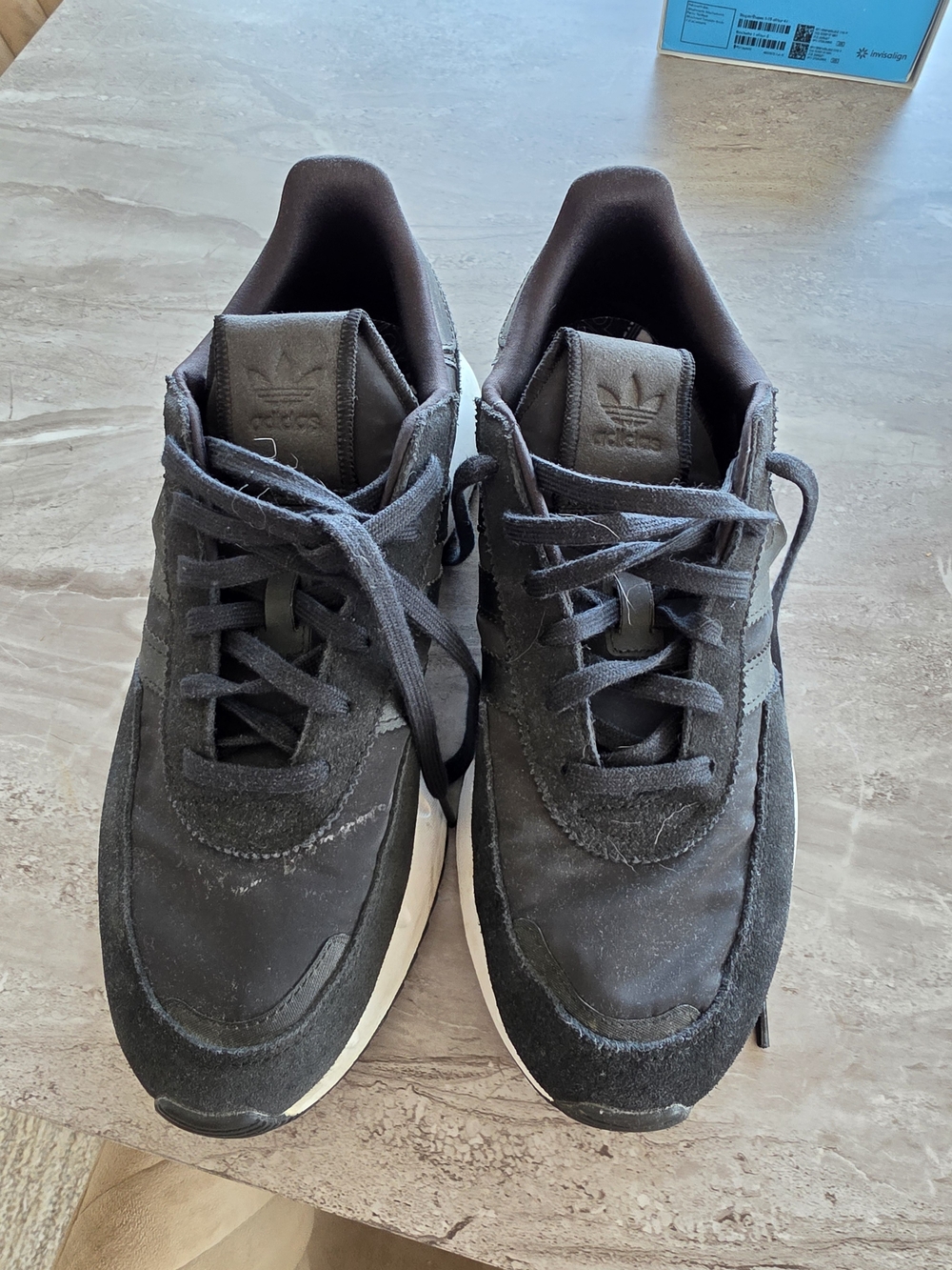 adidas Men's Black Suede & Textile Runner Sneakers